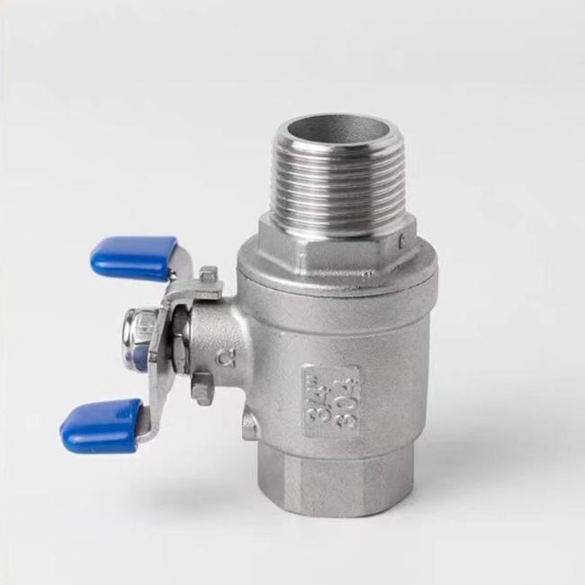 Full Bore 2PC Female Male Thread Ball Valve with Butterfly Handle CF8