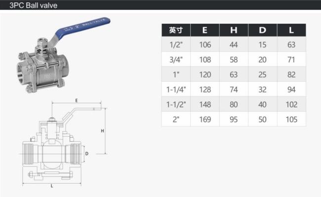 Stainless Steel Three-Piece Ball Valve Wire Buckle Butt Welding