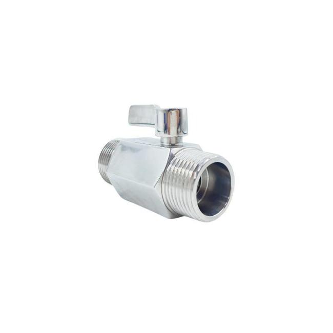 304 Material Double Male Thread Mini Ball Valve with Stainless Steel Handle