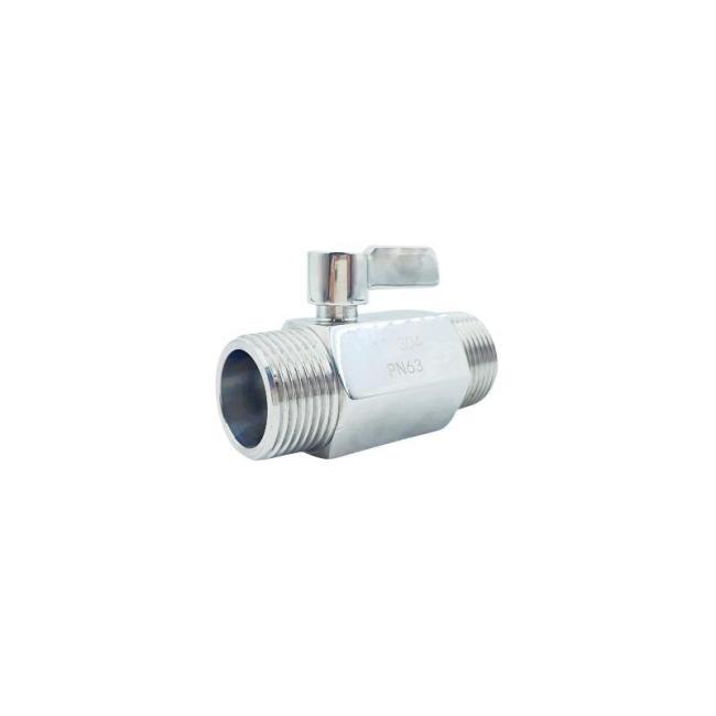 304 Material Double Male Thread Mini Ball Valve with Stainless Steel Handle