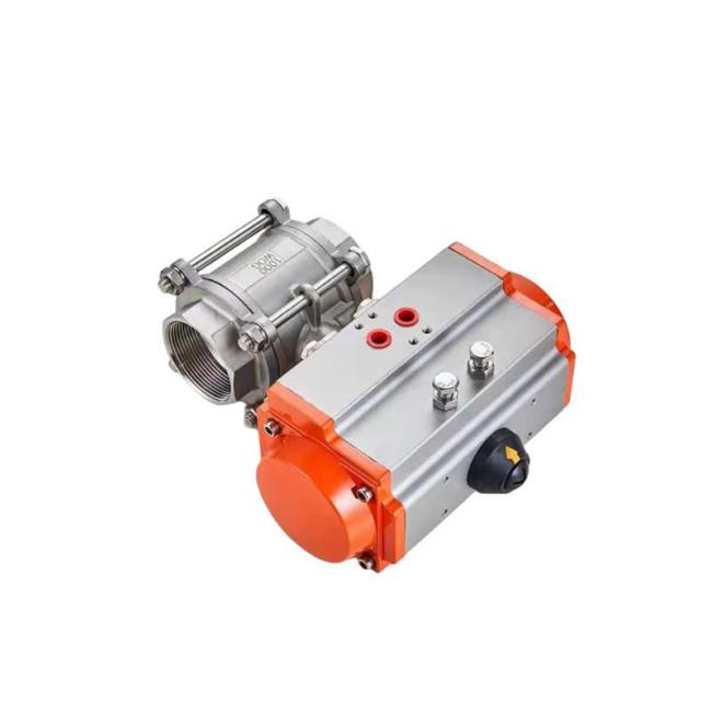 2 Inch SS304 Thread Type 3 PC Ball Valve with Pneumatic Actuator