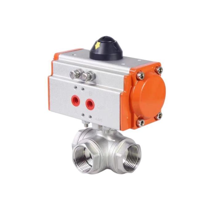 SS304 Internal Thread Pneumatic Three-Way Ball Valve