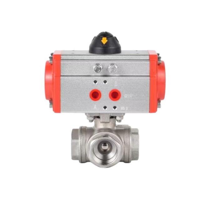 ISO 5211 Pneumatic Actuator Three Way Ball Valve T/L Type