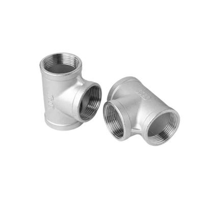China Water Pipe End Connection Welded Stainless Steel Regular Tee with Female Thread for sale