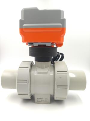 China RS485 Modbus Electric Actuated Ball Valves True Union Plastic Shut Off Valve for sale
