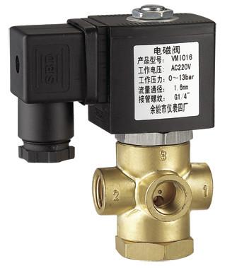 China VMI-B brass 3-way solenoid valve direct acting normally open NO 1 / 4 