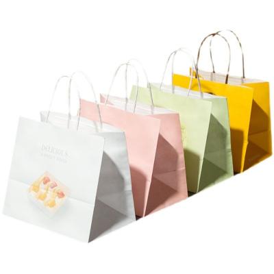China Deslocado imprimindo sacos de papel portáteis de Kraft para caixas de bolo 21*14*19cm à venda