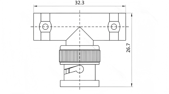 RF Adapter dimensional drawing with measurements