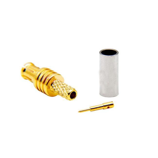 MCX Connector side view displaying compact design and crimping mechanism