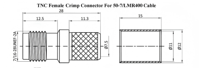 TNC Connector dimensional drawing