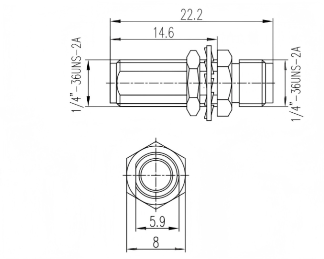 SMA-KYKG RF Adapter technical diagram