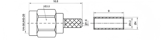 SMA-C-J-1.5 connector dimensional drawing