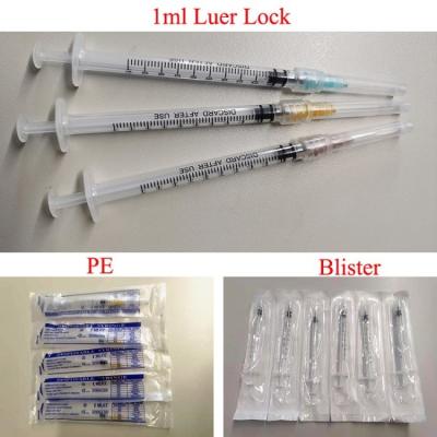 China Three Parts Vacccine 1 Ml Luer Slip Syringe Plastic Medical Disposable for sale
