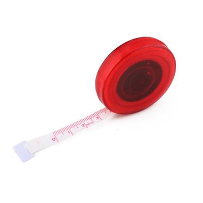 China 1.5m Semi Transparent Personalised Sewing Tape Measure Circular Shape With Red Case for sale