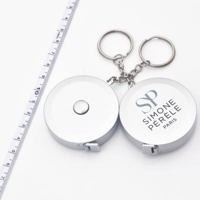China Silver Plastic 1.8m Personalised Sewing Tape Measure With Lanyard Keychain for sale