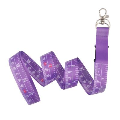 China Customized Purple Nylon Fabric Lanyard With Measuring Tape Scale Advertisement Logo Marketing Tool for sale