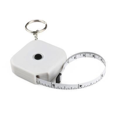 China Wintape 60 Inch/1.5M Square White Retractable Button Measuring Tape Body Size Measure Tape Measure With Key Ring Design for sale
