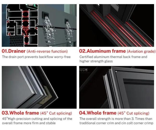Double Glass Burglar Proof Sliding Window Aluminum Sliding Balcony Window with Security Bars
