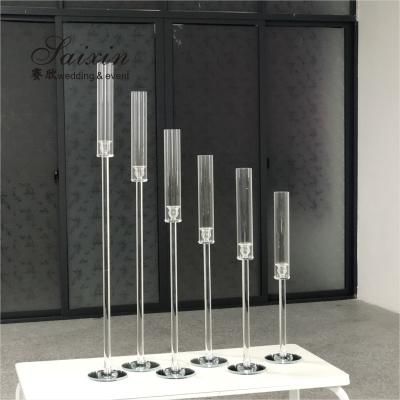 China Hurricane Wedding Candle Holder Centerpieces Table Decor Tall 6pcs Set Glass Tubes for sale