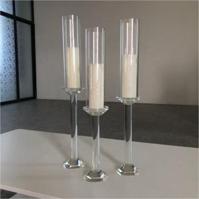 China Gorgeous  3 piece set crystal candle holder  for wedding decoration en venta