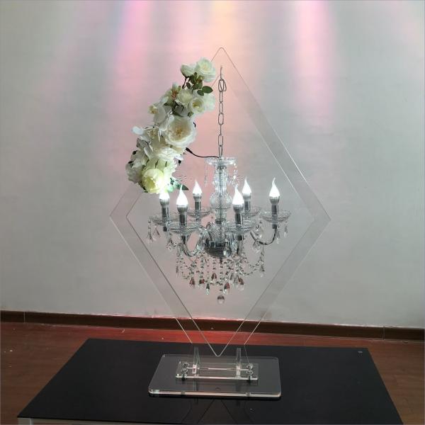 Quality ZT-407C  Wedding event centerpieces rhombic clear acrylic stand with crystal lighting chandeliers for sale