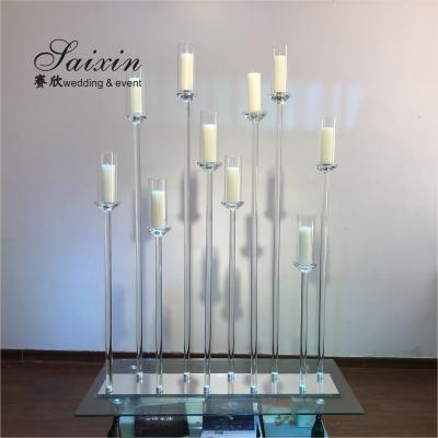 China ZT-323H  wholesale 1m long base crystal candelabra wedding centerpiece for sale
