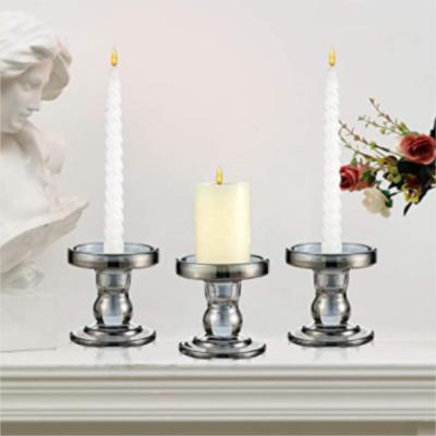 China Wholesale chic cheap gray glass candle holder for wedding decoration en venta