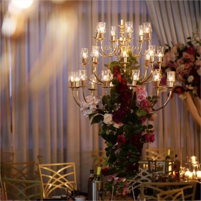 China ZT-322 Modern design high quality 27 arms metal tall candelabras for wedding centerpieces for sale