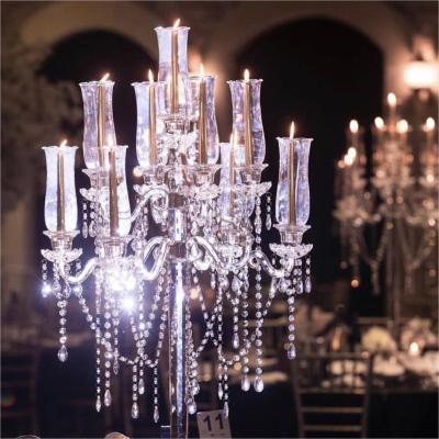 China Luxury Indoor Hanging Crystal Candelabra Beaded 9 Arms 130CM for sale
