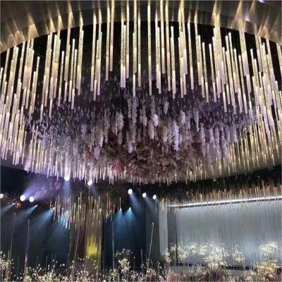 China String Tube Pendant Crystal Chandelier Light For Living Room Dining Event Stage 60CM for sale