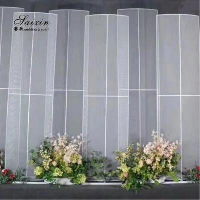 China Custom Decoration Backdrop For Wedding Tall White Net Metal Frame Stand 257CM for sale