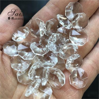 China AAA 14mm machine cut clear octagon shape hanging crystal decorations bead for chandelier lights accessories à venda