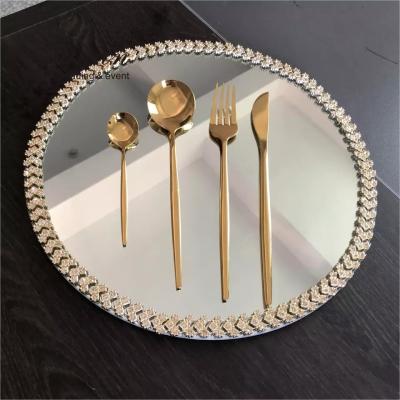 China ZT-072  glass mirror charger plate for wedding table decoration for sale
