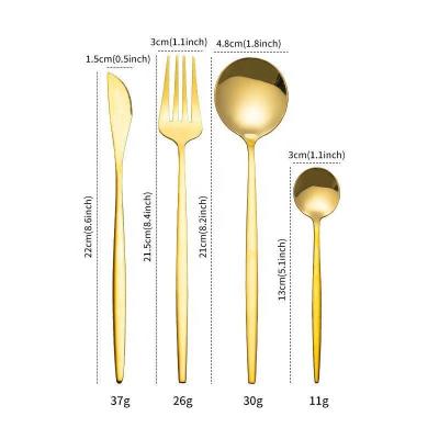 China Comércio a retalho conjuntos de talheres elegantes de aço inoxidável, de ouro, de faca, de colher, de garfo à venda