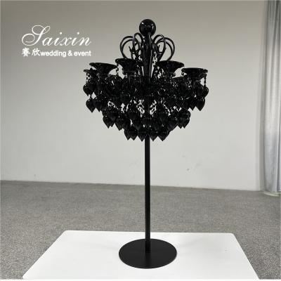China New design Glass Candelabra Black Wedding Candle Holder  For  Event Centerpieces for sale