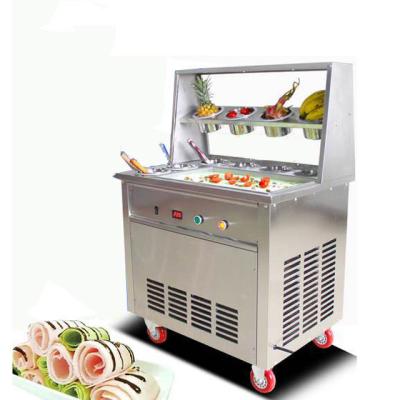 China Double Pan Ice Cream Machine Fried With Freezer/Ice Cream Roller Machine Te koop
