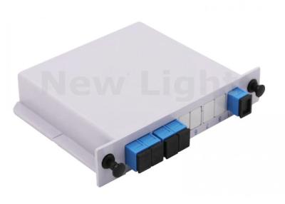 China Planar Waveguide Type Fiber Optic Splitter Box 1x4 PLC Splitter With SC UPC Connector for sale