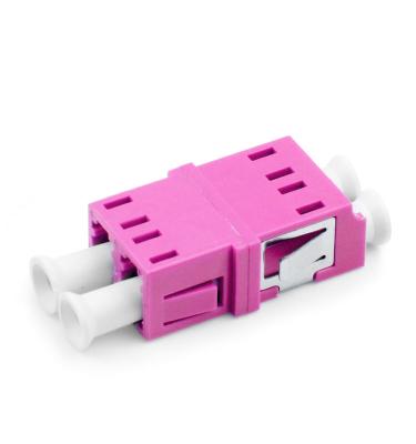China Rose Color OM4 Fiber Optic Adapter For Duplex LC Patch Cords for sale