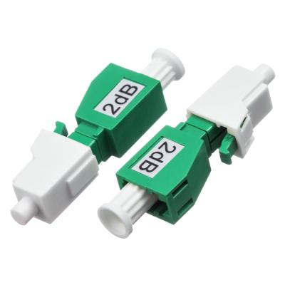 China LC / APC Single Mode Attenuator 2dB / 5dB  Male - Female With Green Color for sale