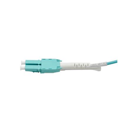China Pulling uniboot Aqua cable LC Connector Fiber Optic Jumper Cables 3 Meter 50 / 125 2.0 Diameter for sale