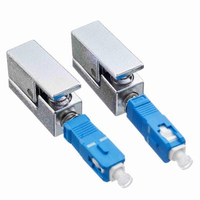 China SC Bare Optical Fiber Adapter UPC Single Mode Type Metal Material Square Adaptor for sale
