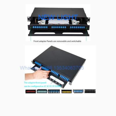 China LC /  SC / ST / FC Patch Panel Fiber Optic 24 Port 1U Black Standard Size for sale