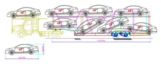 2 Axles Car Carrier Trailer 8 Cars Transport Semi Trailer for Russia