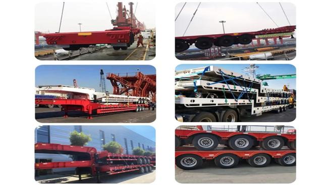 Customizing Excavator Transport Hydraulic Lowbed Lowboy 3 Line 6 Axles Low Bed Semi Trailer