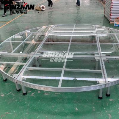 China Acrylic Wedding Reception Glass Stage Aluminium Easy Assembly Portable Modular Round for sale