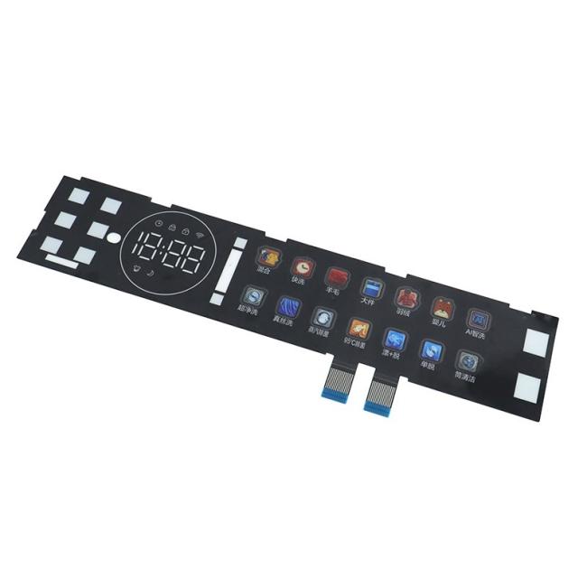 Custom capacitive touch membrane switches for kitchen appliances with digital display and LED indicators