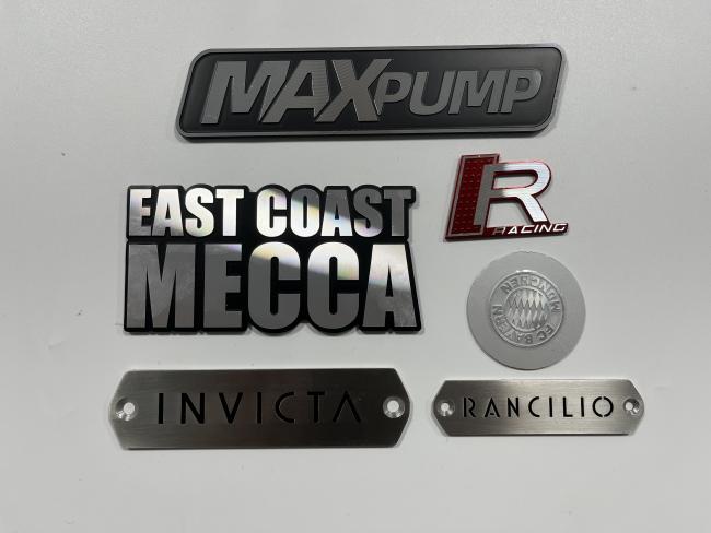 Mingcai custom aluminum logo badges for fitness equipment and gym branding