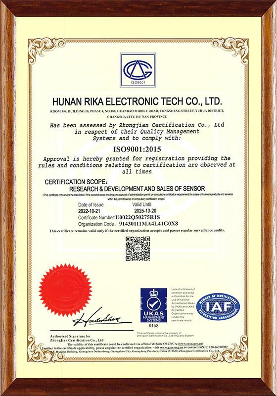 ISO9001:2015 - Hunan Rika Electronic Technology Co.,Ltd