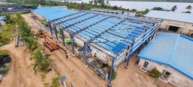Finished roofing project using color coated steel plates