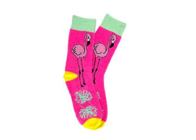 China Neon Pink Flamingo Womens Fancy Socks Women Feather Yarn Soft Socks for sale